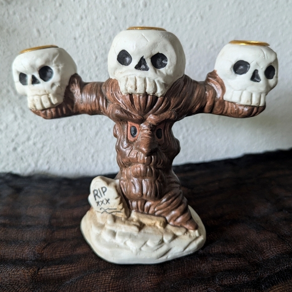 Vintage Halloween Skull Tree Candelabra - Picture 1 of 3